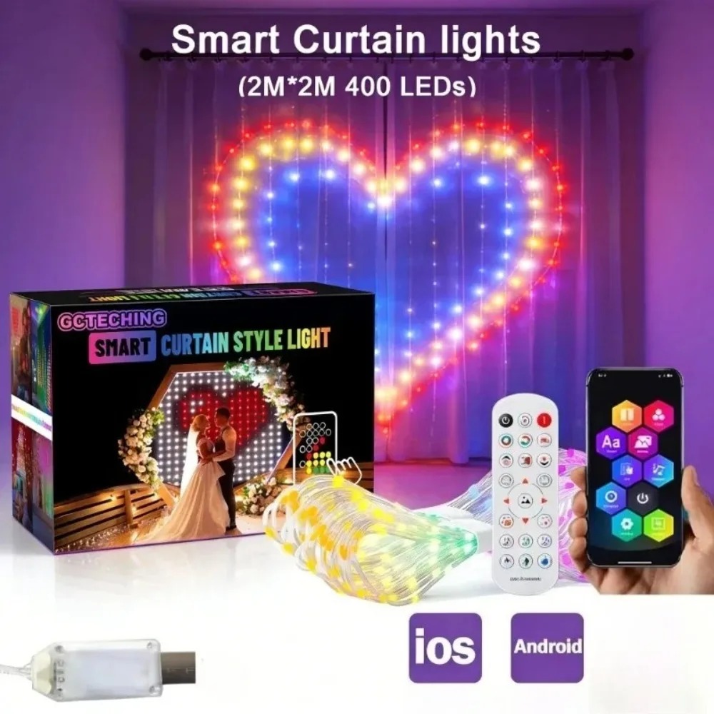 Smart Gardening - Outdoor LED Pixel Curtain Lights Bluetooth